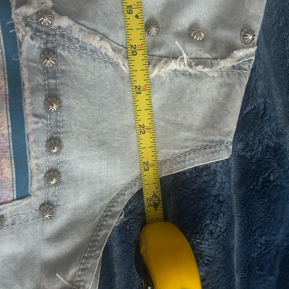 POL Light Blue Denim Floral Patch Mini Dress - Picture 13 of 14